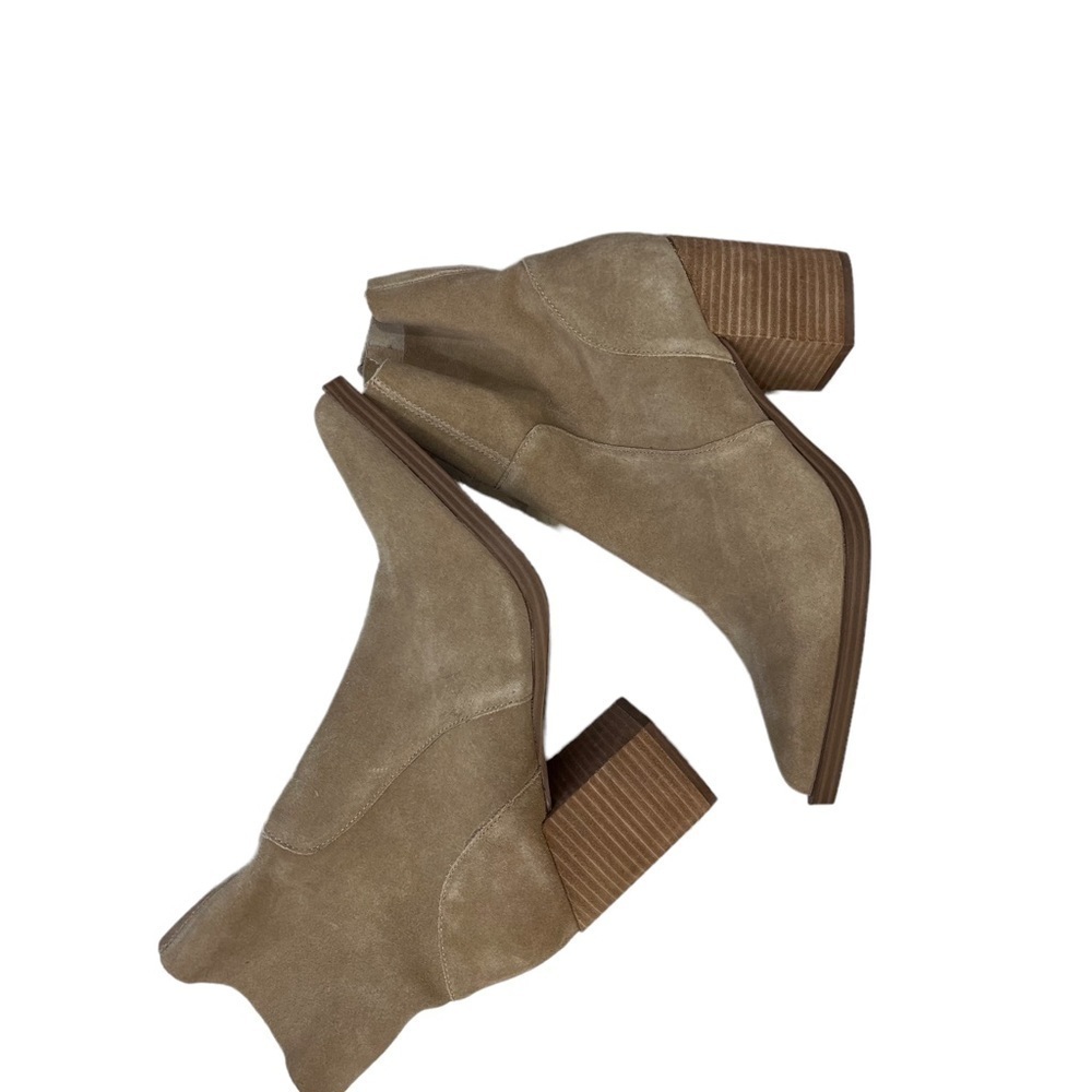 Steve Madden Janetta Suede Boots Tan Size 10 Block Heel Western Pointed Toe - Picture 7 of 10